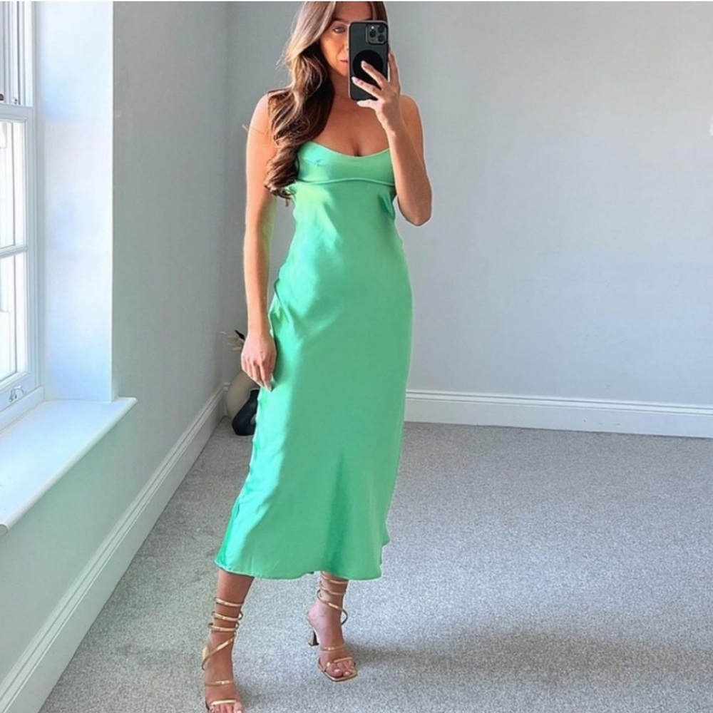 ZARA GREEN SATIN DRESS